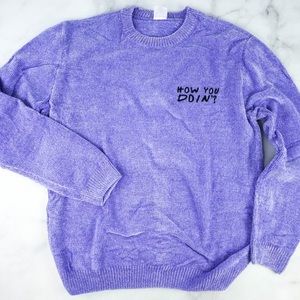 FRIENDS “How You Doin?” Purple Chenille Pullover Sweater